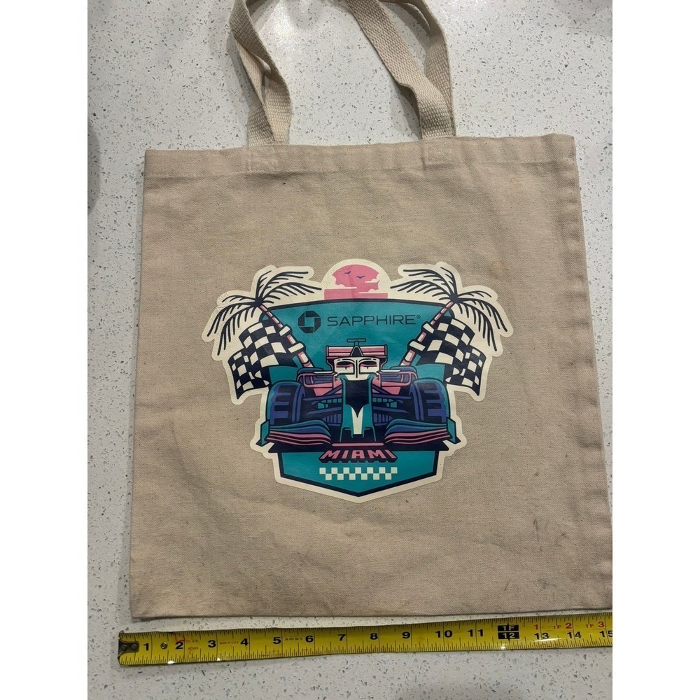 Levis Chase Sapphire Miami Grand Prix F1 Racing Canvas‎ Tote Bag Natural Tan